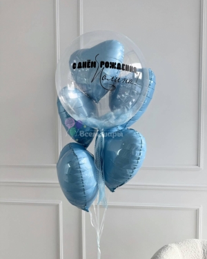 Шары сердца девушке на день рождения голубые