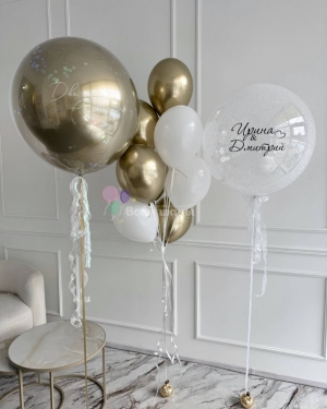 Шары на свадьбу бело-золотые