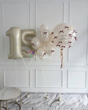 Шары девочке на 15 лет бежевые с цифрами