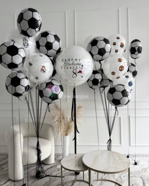 Шары футбол мальчику на день рождения с Баблс шаром