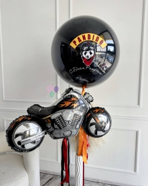 Шар Баблс с мотоциклом мужчине на день рождения