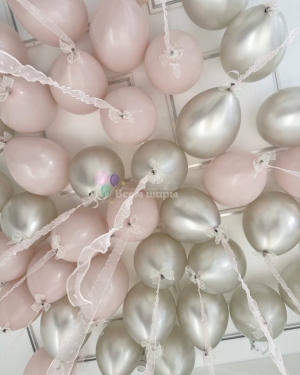 Шары Баблс на выписку девочки розовые