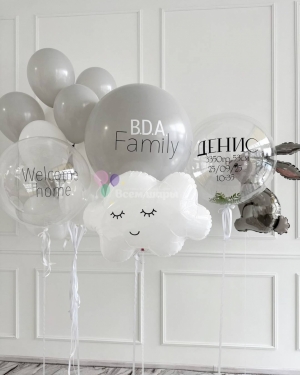 Шары на выписку мальчика с зайкой 