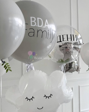 Шары на выписку мальчика с зайкой 