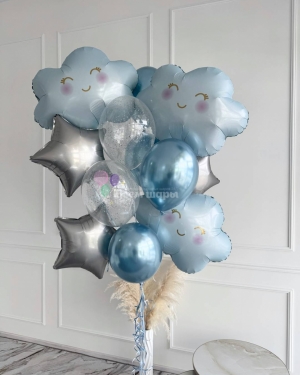 Фонтан из шаров на выписку мальчика