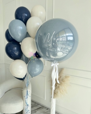 Шары на выписку мальчика нежно-голубые