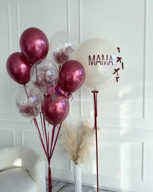 Шары на День матери малиновые