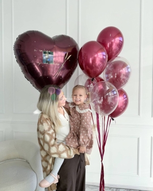 Шары для мамы бордовые с большим сердцем