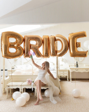 Шары-буквы на девичник "BRIDE" золотые