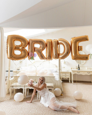 Шары-буквы на девичник "BRIDE" золотые