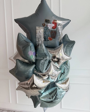 Шары звезды на Новый год с матрешкой