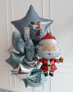 Шары звезды на Новый год с Дедом Морозом
