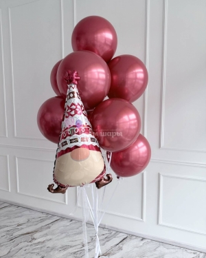 Шары красные на Новый год "Милый гном"