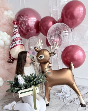 Шары на Новый год с оленем и гномиком
