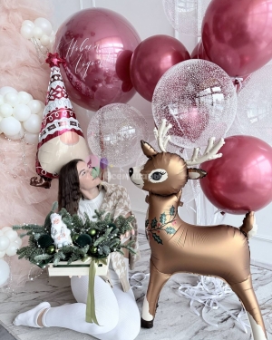 Шары на Новый год с оленем и гномиком