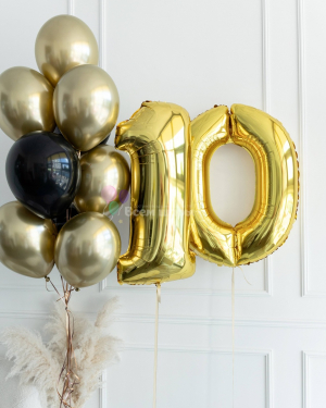Шары для мальчика на 10 лет "Золото с черным"
