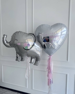 Шары для девушки со слонёнком и сердцем