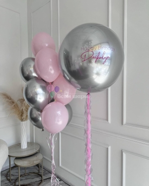 Шары для девушки с серебряным шаром-гигант
