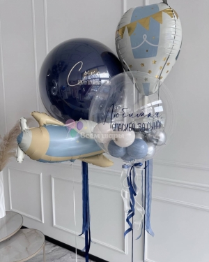 Шары на выписку для мальчика с самолетом