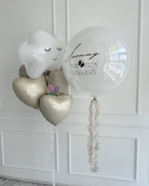 Шары на выписку для мальчика с облачком