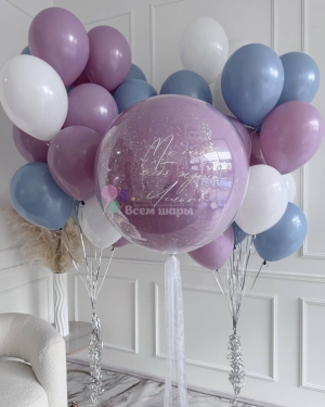 Шары на выписку для девочки с жирафиком и слоном