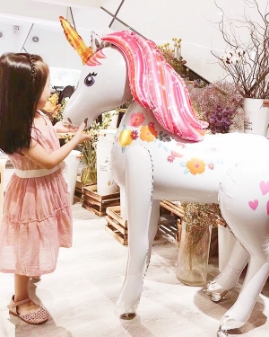 Шар Фигура из фольги Цветочный единорог 130 см