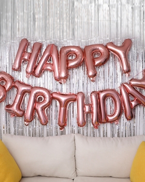Шарики буквы Happy Birthday Розовое Золото