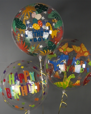 Шар Deco Bubble, Динозаврики, Прозрачный
