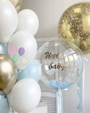 Нежно голубой сет на выписку малыша