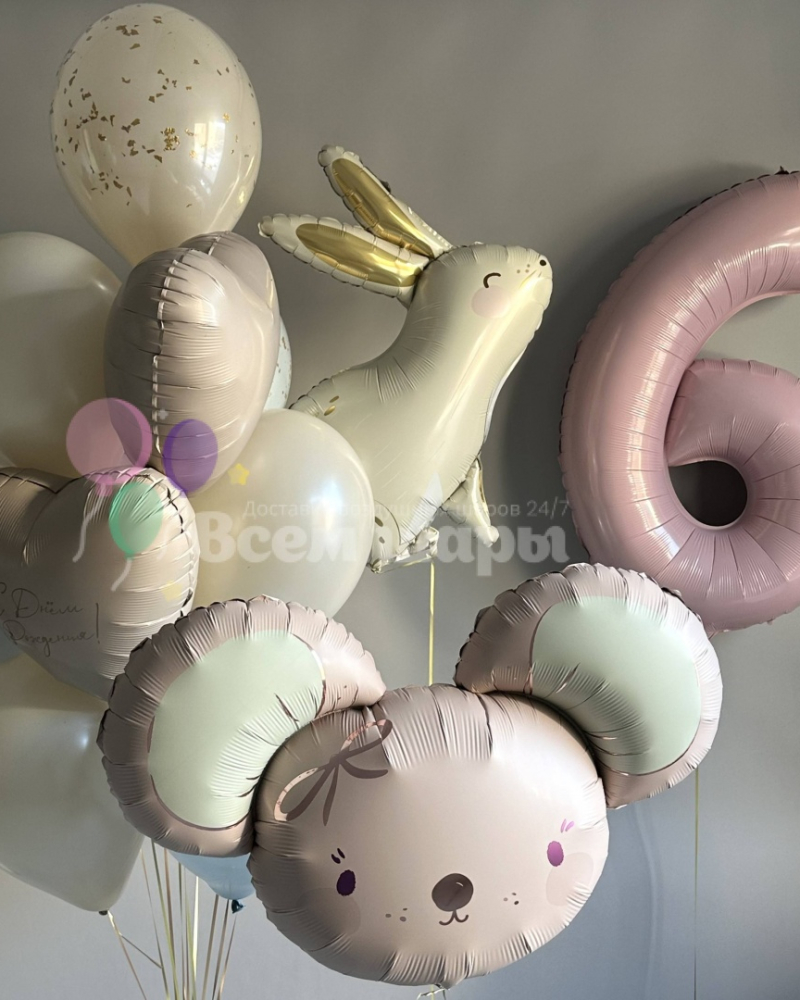 Сет шаров мышка и зайка на 6 лет