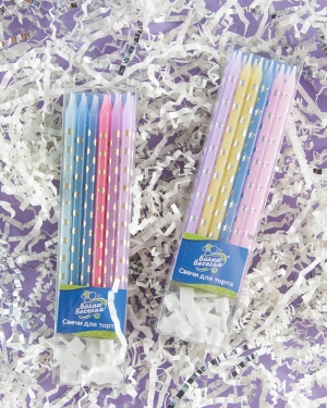 Свечи Серебряные звезды, Ассорти, 12 см, 12 шт