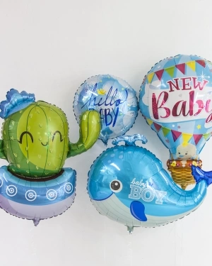 Шары на выписку для мальчика "Кактус и Кит"