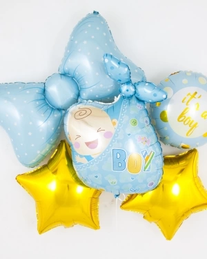 Шарики на выписку для мальчика "Бант"