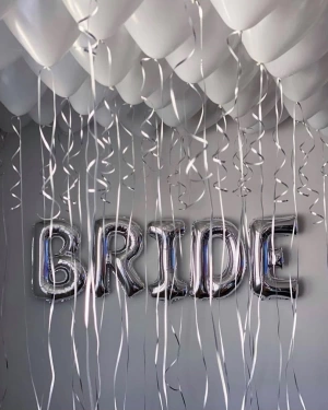 Набор шаров-букв Мини-Надпись BRIDE, Серебро