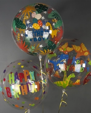 Шар Deco Bubble, Динозаврики, Прозрачный
